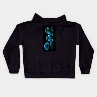 Blue Glowing Mushrooms Kids Hoodie